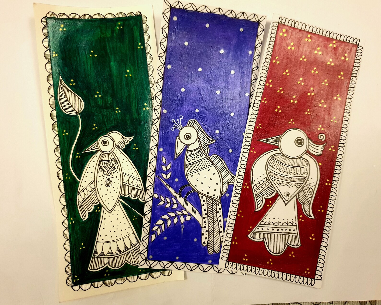Handpainted Madhubani Bookmarks Set of 3 | Etsy