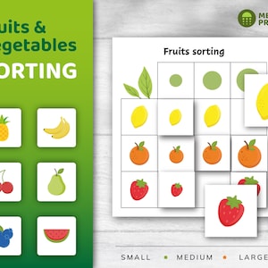 Fruit & vegetable sorting by size | Children worksheet | Pre-K activities | Kids Activity | Preschool printables | Children activities