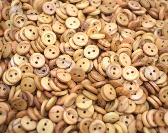 Tiny Little Real Natural Olive Wood 9mm Natural Colour Baby Buttons - Made In Italy - 10pk