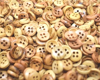 Tiny Little Bowl Real Natural Olive Wood 10mm Natural Colour Baby Buttons - Made In Italy - 10pk