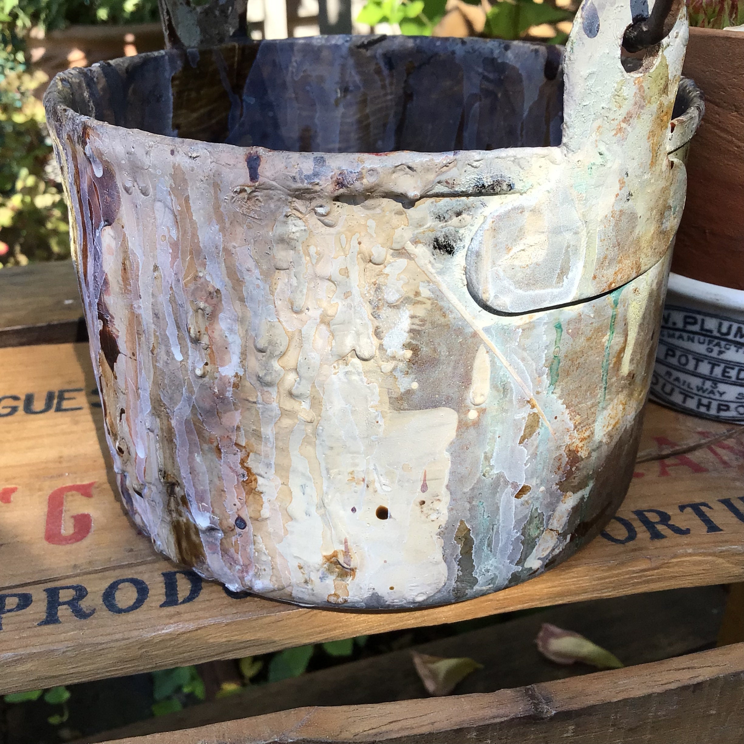 Decorative old paint pot vintage used varnish pot with handle Etsy