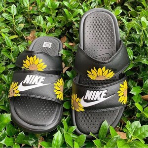 sunflower nike benassi slides