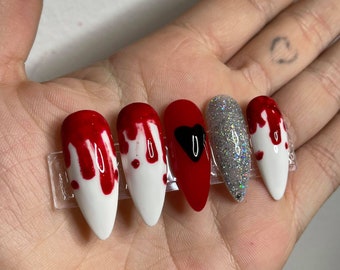 Grunge Acrylic Nails Etsy grunge acrylic nails etsy
