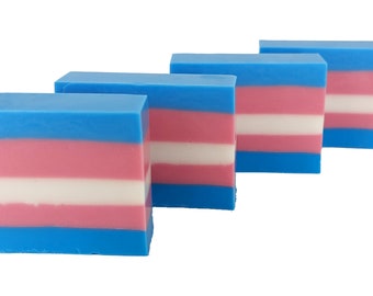 10 Transgender Pride Flag Glycerin Soap Bar made with Goat Milk - Bulk - You Choose the Scent!