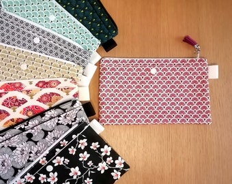 Pochette double compartiments en tissu japonais, pochette de voyage, trousse maquillage 2 compartiments, organisateur de sac,cadeau japonais