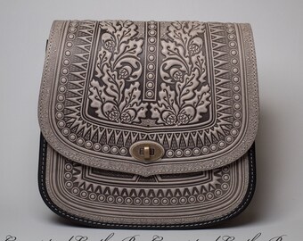 Leather Crossbody Bag: Grey Shoulder Purse, Handbag, Tote Bag