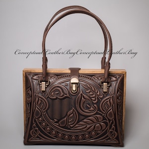 Bolsos y Carteras marrones Bolsos de mano Bolsos con asa superior Bolso con marco Regalo de tercer aniversario para ella Bolsos de noche para mujer Bolso de mano de cuero