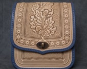 Combination of beige and blue of genuine leather for woman 39 s purse Shoulder crossbody handmade handbag Unique and beautiful gift for woman