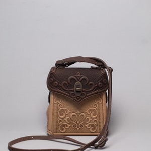 Leather backpack purse Leather mini backpack Convertible small handmade purse Beige leather women small gifts Brown medium size purse womens