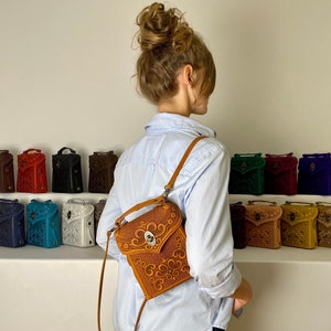 Mini backpack Leather convertible backpack purse small Foxy womens backpack Rucksack 3rd anniversary gift for her Little backpack Knapsack