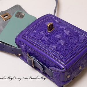 Ultramarine Leather Crossbody Bag: Small Messenger Purse