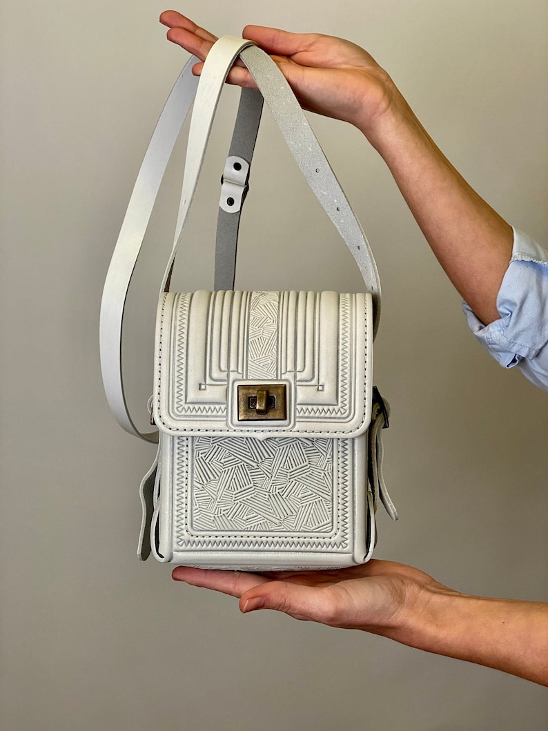 Gift for Her Under 20 Christmas Small Cross Body Purse White Leather