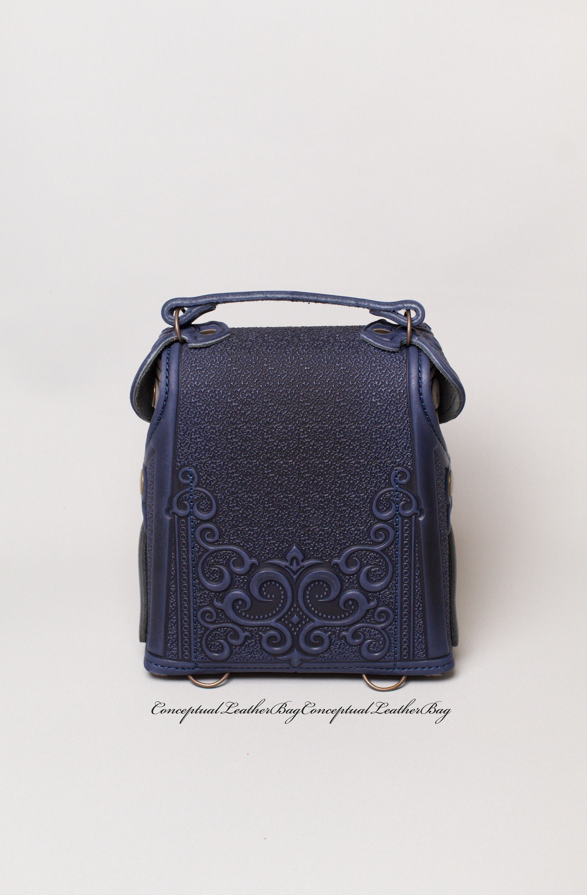 2118 Leather Shoulder Purse Convertible Backpack - Blue Convertible Electric Blue Leather Shoulder Bag Backpack  main image 4