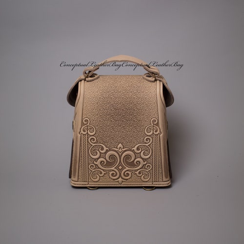 Small leather backpack Woman's convertible shops purse Mini backpack-purse Leather bag-transformer Small crossbody bag Beige and brown leather bag