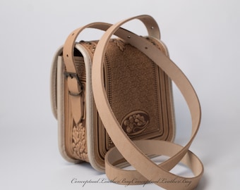 Embossed Leather Crossbody Bag: Small Messenger Purse