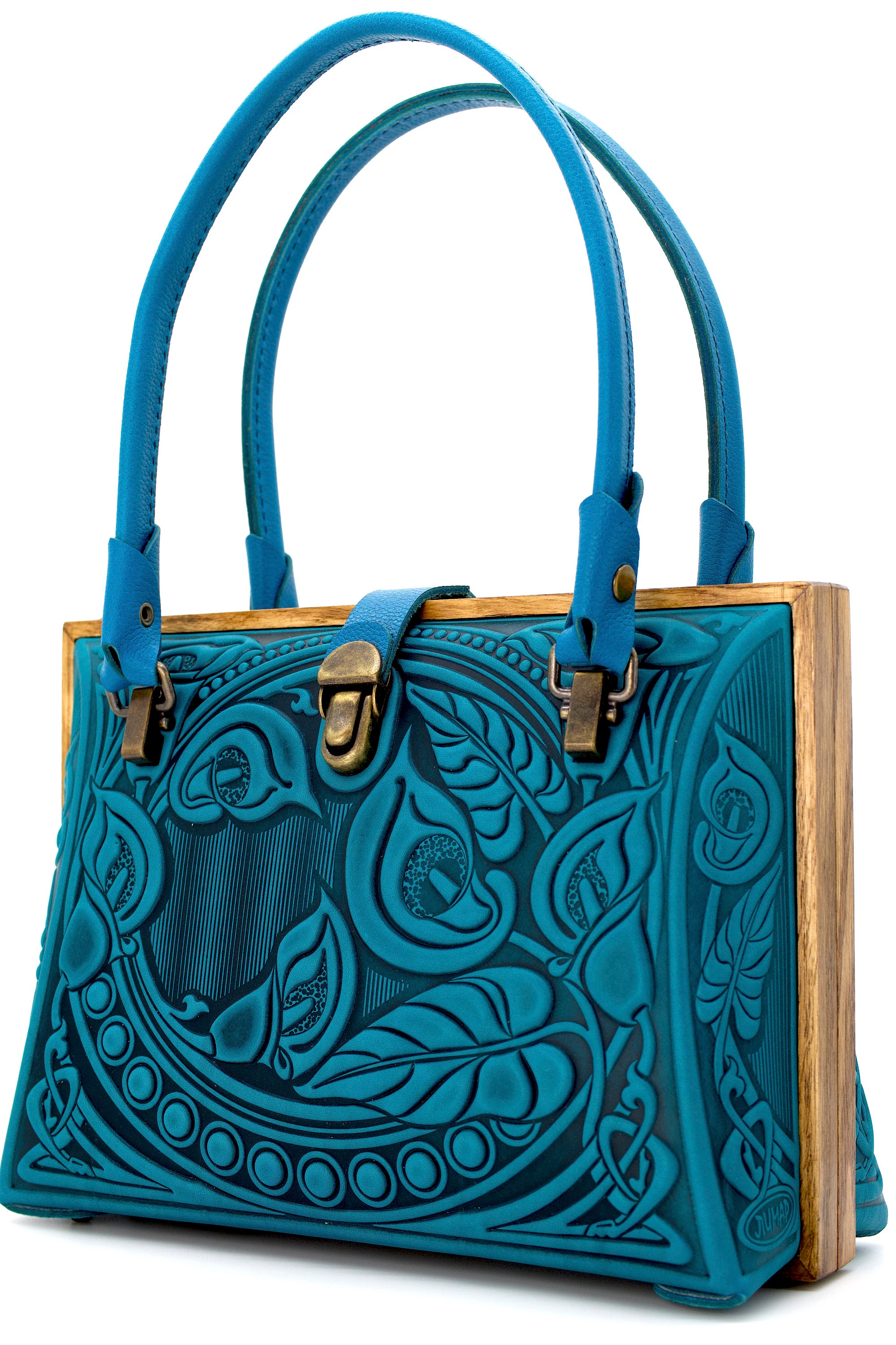 Turquoise leather tote bag Blue purse Top handle purses Women handbag Elegant bag for special occasions Blue handbags Gift for wife