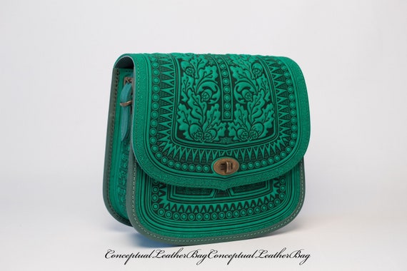 Crossbody purse for women Leather bag for work Shoulder bag tote 3rd anniversary gift  Green purse leather Messenger bag Handbag crossbody