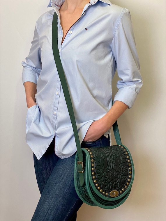 Green purse 3rd anniversary gift for wife Crossbody women bag Shoulder bag tote Messenger bag Green handbag Everyday bag Best tote bag