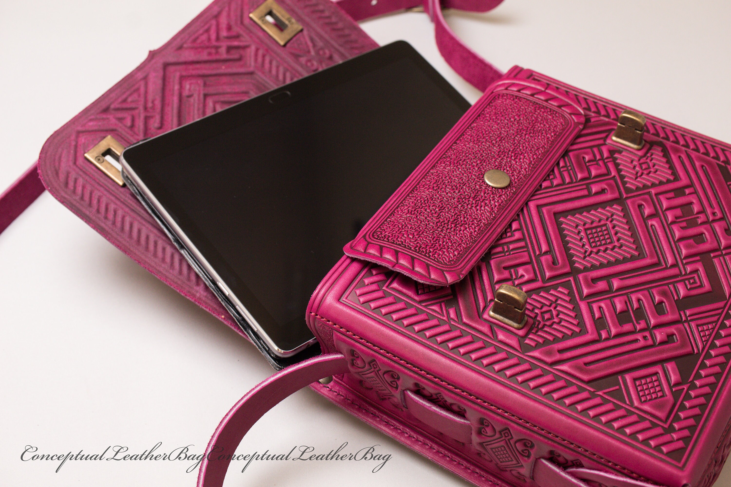 Pink crossbody briefcase Women's leather attaché Shoulder Etsy