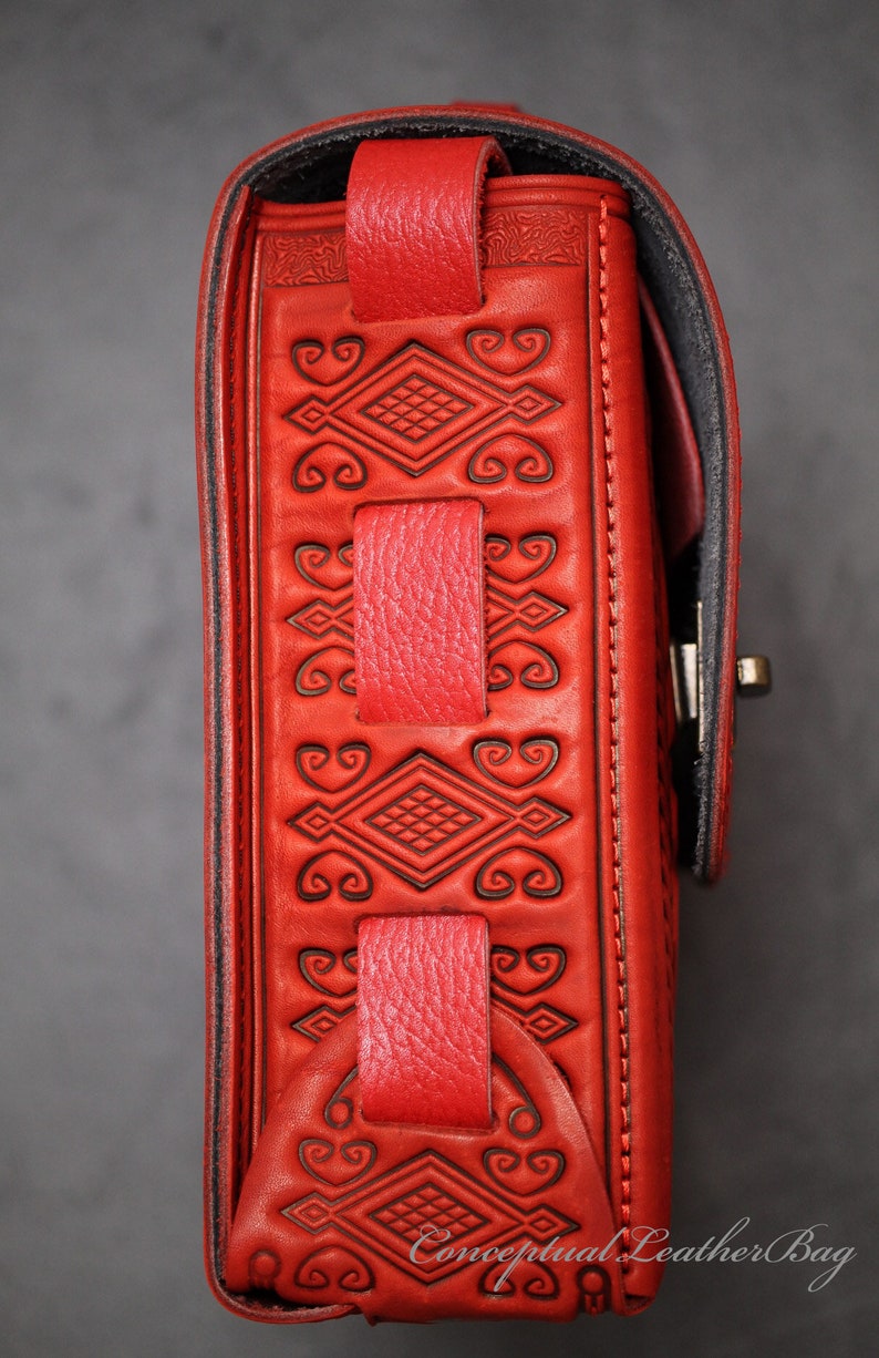 Red Leather Briefcase Red Crossbody Briefcase Women's Etsy