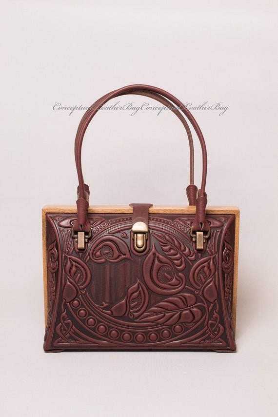 Top handle bags Handbags Purses for women Frame evening bag Floral purse handmade Best tote bag Brown leather purse Christmas gifts for her Etsy