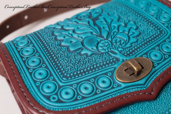 LSSAN Handbag - Large size - Turquoise - Square | Leather Shoulder Bag By  Moroccan Corridor®