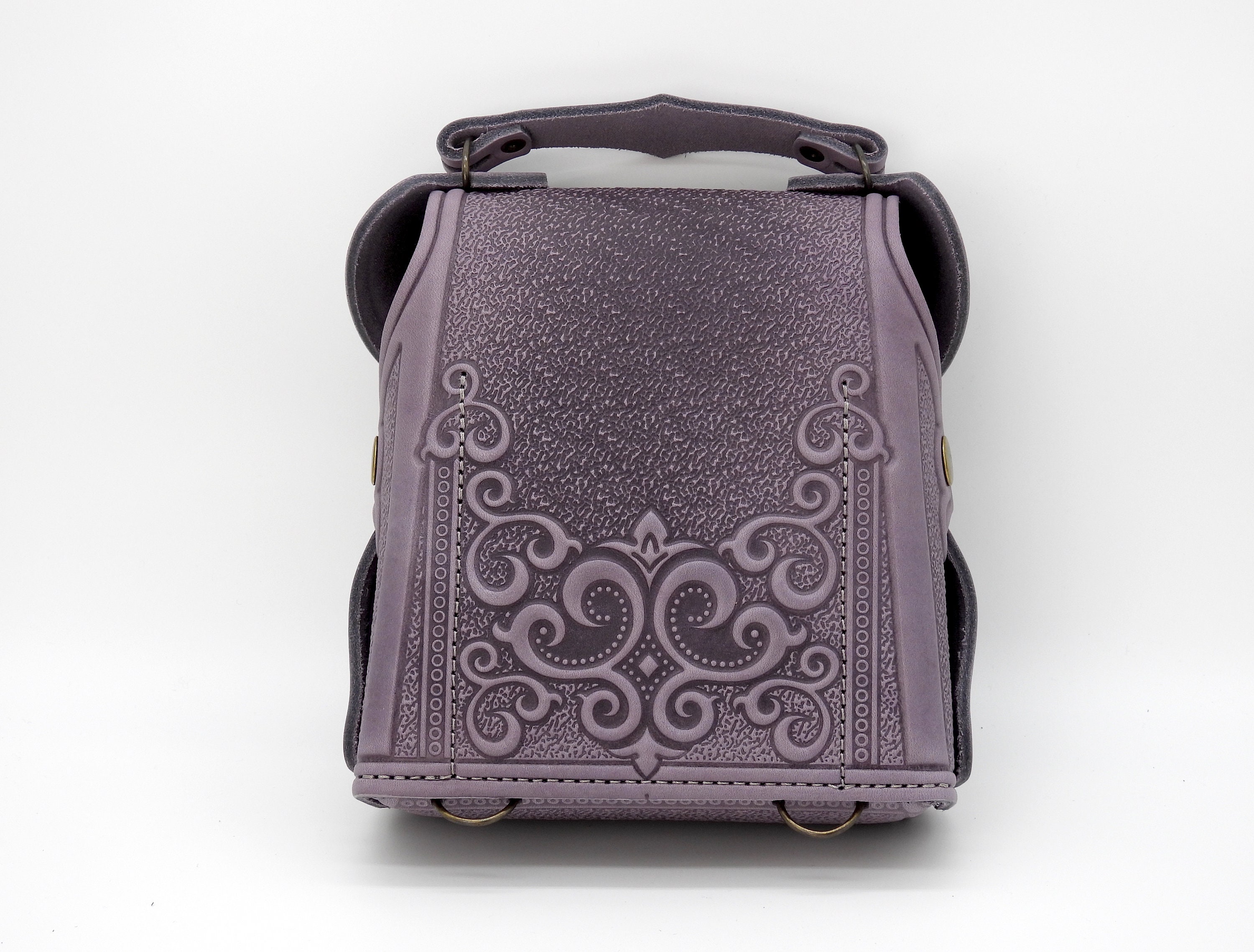 Lilac Leather Mini Backpack: Convertible Crossbody Bag 