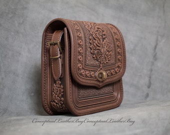 Brown/dark chocolate leather handbag Shoulder/crossbody leather woman tote bag Capacity woman handbag Gift for her