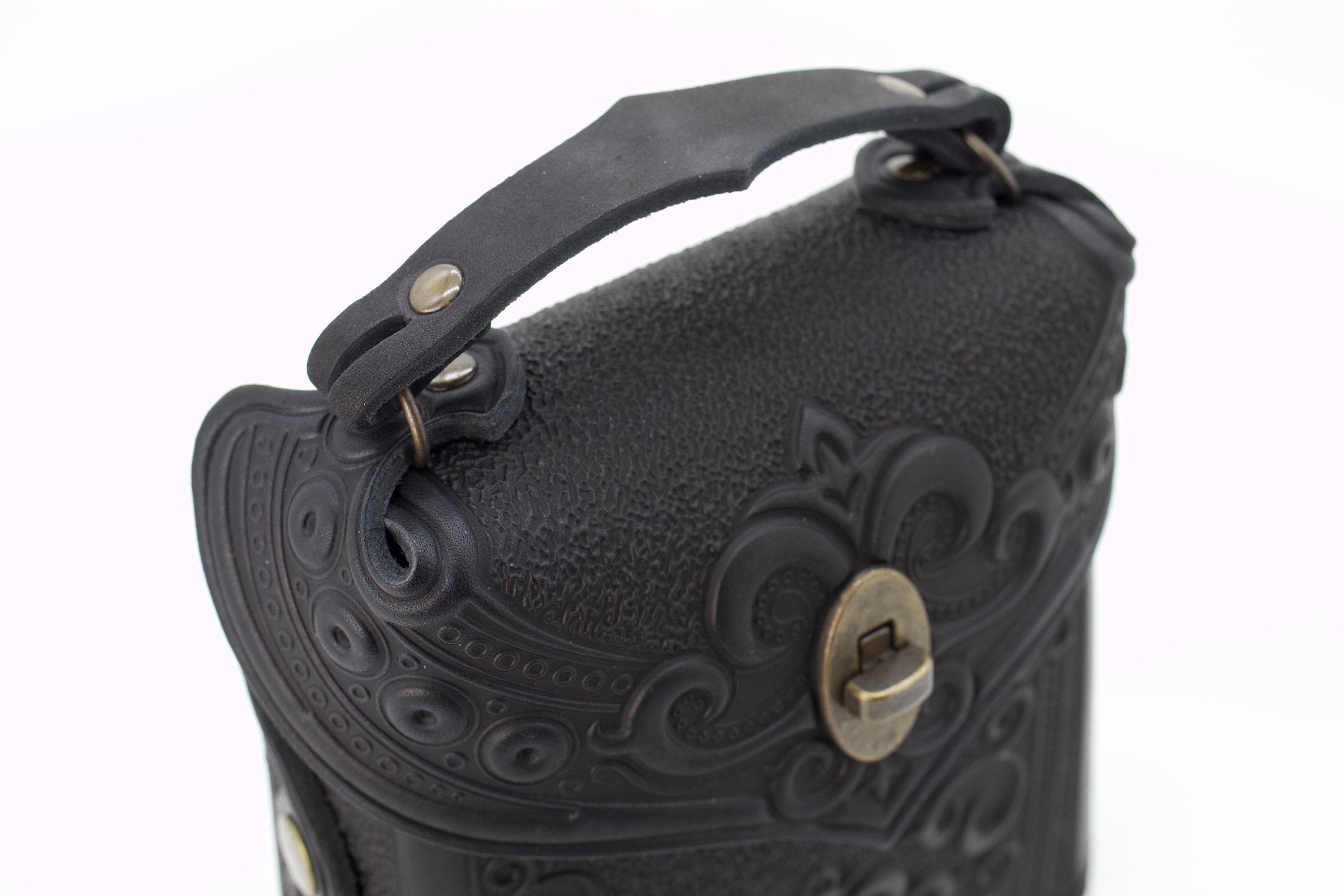 black and gold leather backpack large Large Black Leather Backpack: Handmade Womens Bag With Gold Hardware