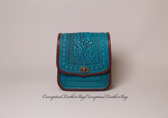 LSSAN Handbag - Turquoise - Embroidered | Leather Shoulder Bag By Moroccan  Corridor®