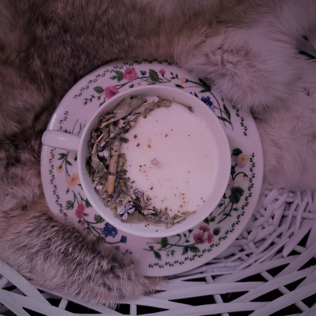 Honeyed Lavender & Sage Tea Teacup Candles Essential Oils Soy Wax Gifts