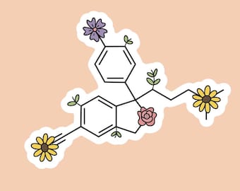 Escitalopram / Lexapro Chemical Structure Vinyl Sticker, 3inch, Waterproof, Dishwasher Safe, Cute Water Bottle or Laptop Sticker, SSRI