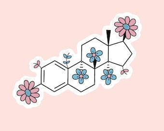 Trans Pride Estrogen Chemical Structure Vinyl Sticker, 3 inch