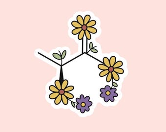 Lactic Acid Vinyl Sticker, Floral Science Decal, 2.5 inch