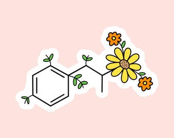 Adderall Chemical Structure Vinyl Sticker, 3 inch
