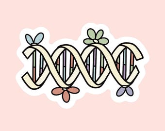 DNA Helix Vinyl Sticker, Floral Science Gift