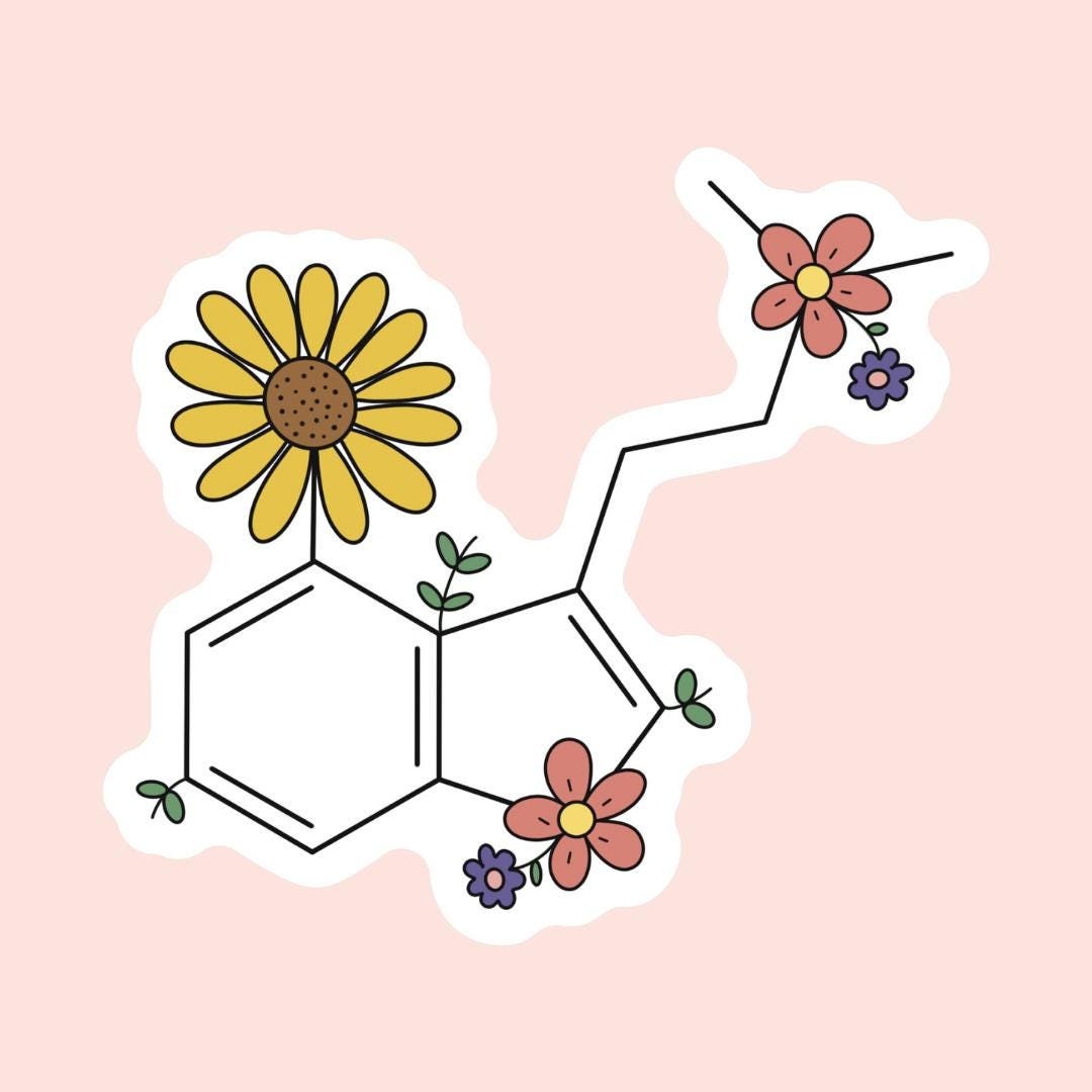 Psilocybin Chemical Structure Vinyl Sticker, 3inch, Waterproof, Dishwasher Safe, Cute Water Bottle or Laptop Sticker, Gift for PhD Student