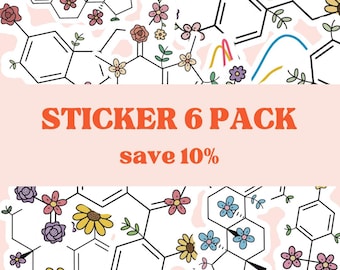 Make Your Own 6 Pack of Waterproof Vinyl Stickers, Mix and Match