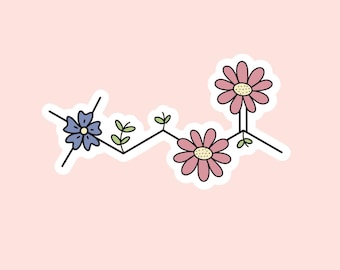 Acetylcholine Vinyl Sticker, Floral Molecule, Science Gift
