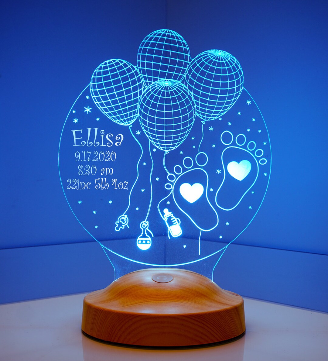 Baby Personalized 3D Lamp Newborn Baby Shower Night Etsy