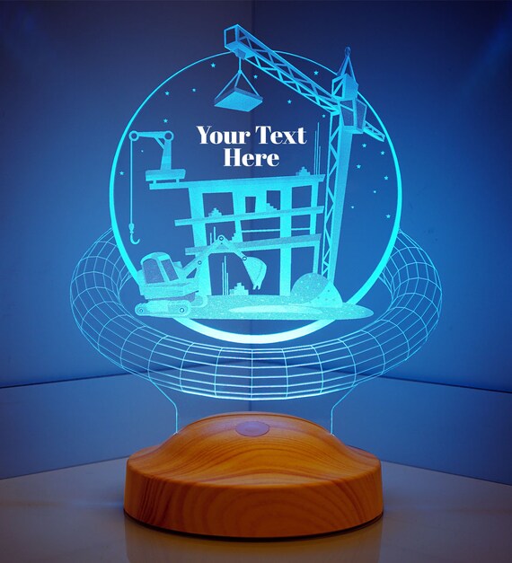 Personalized 3D Lamp Construction Night Light Desk Lamp Gift Etsy