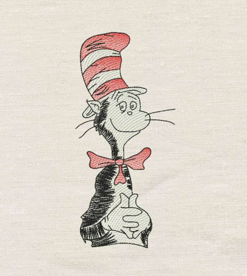 The Cat in the Hat Embroidery 3 Sizes Embroidery Design Etsy