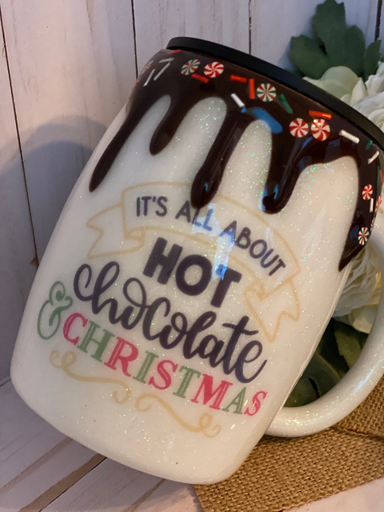 Hot Chocolate Christmas Mug With Chocolate Drip and Sprinkles - Etsy
