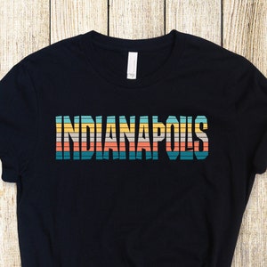INDIANAPOLIS City Retro Stripe Short Sleeve Tee | T-shirt for Gift Man Woman | Indianapolis Indiana | FREE Shipping