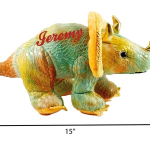 Dinosaure en peluche personnalisé Triceratops à offrir, prénom en paillettes, cadeau pour garçon, cadeau pour fille