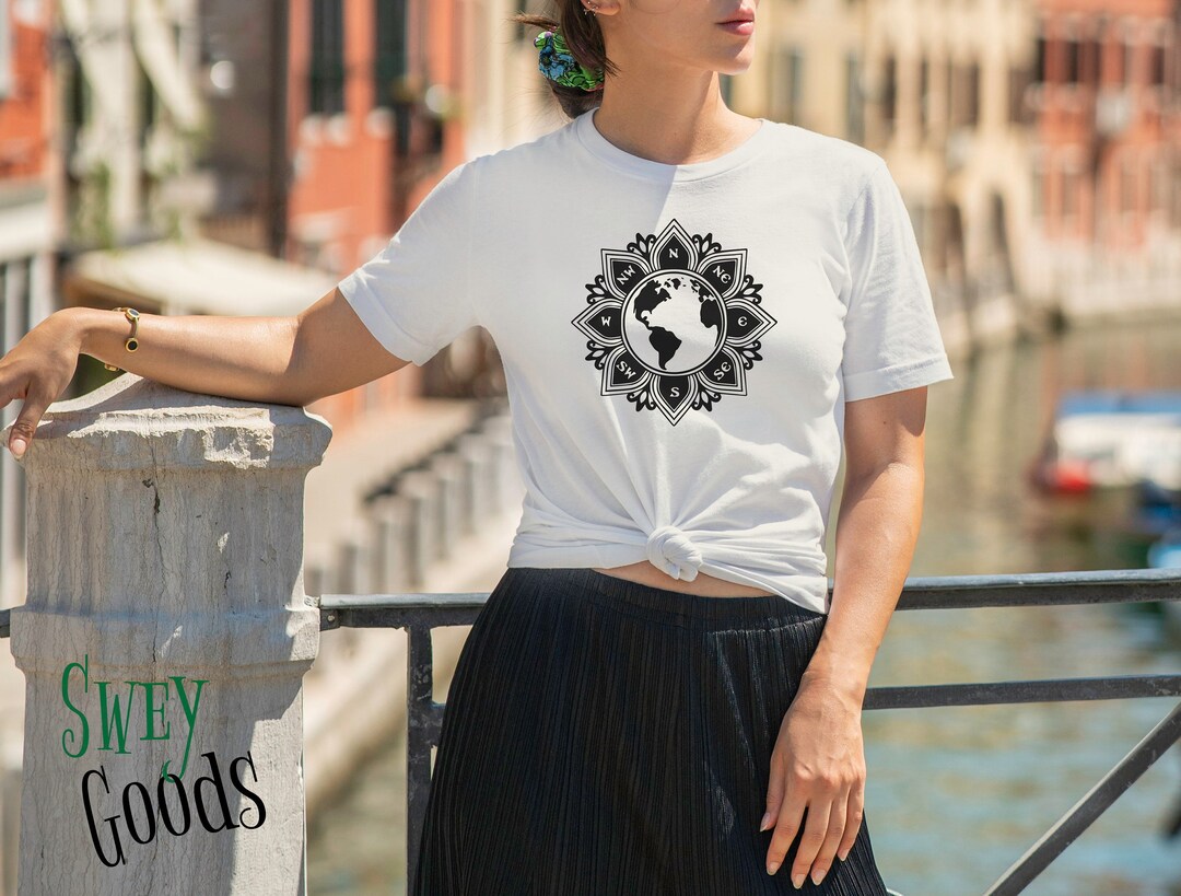 Compass Sign in BLACK on Short Sleeve Tee | Travel, Journey T-shirt in ...