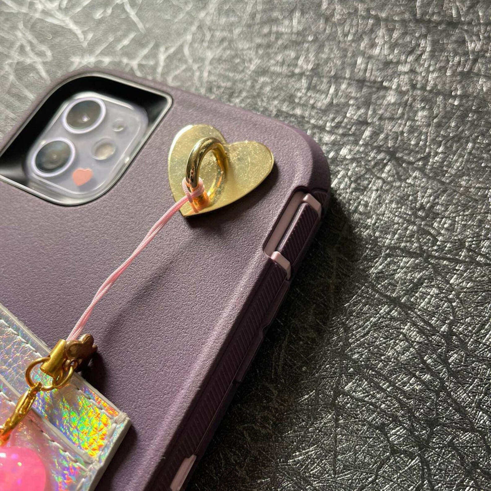 Gold Metal Heart shaped phone charm hook Etsy