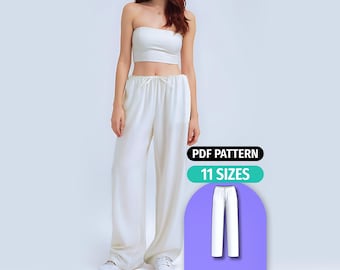 Linen Pants Sewing Pattern: Women's Elastic Waist (PDF Pattern)