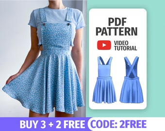 PINAFORE DRESS PATTERN | Apron Patterns for Women| 11 Sizes