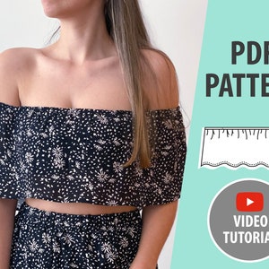 Padrão de costura para iniciantes Crop Top | PADRÕES DIGITAIS PDF | Padrões de costura pdf | Tamanho 36 - 46 | A4 - Carta - A0
